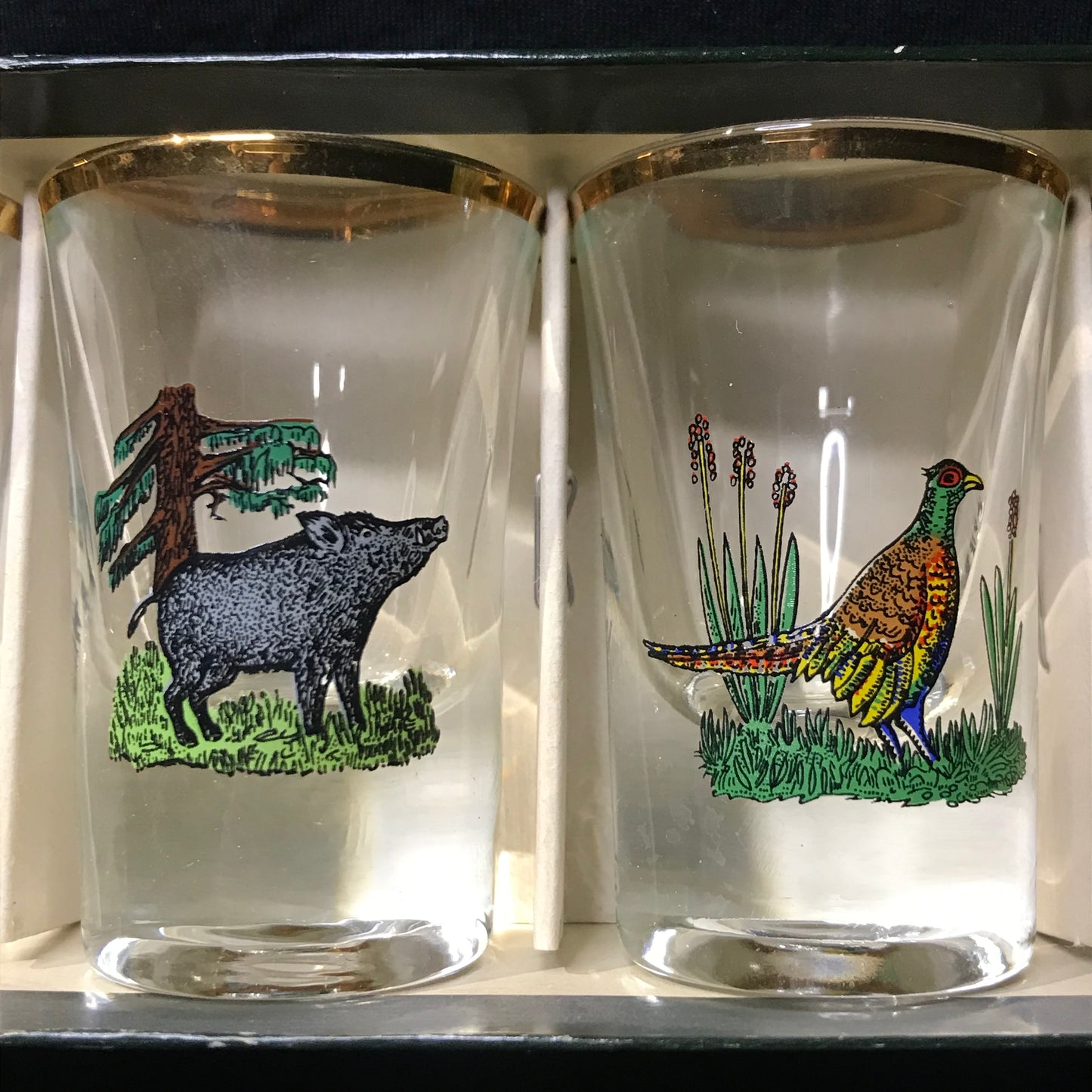Vintage 1950's German Wildlife Shot Glasses
