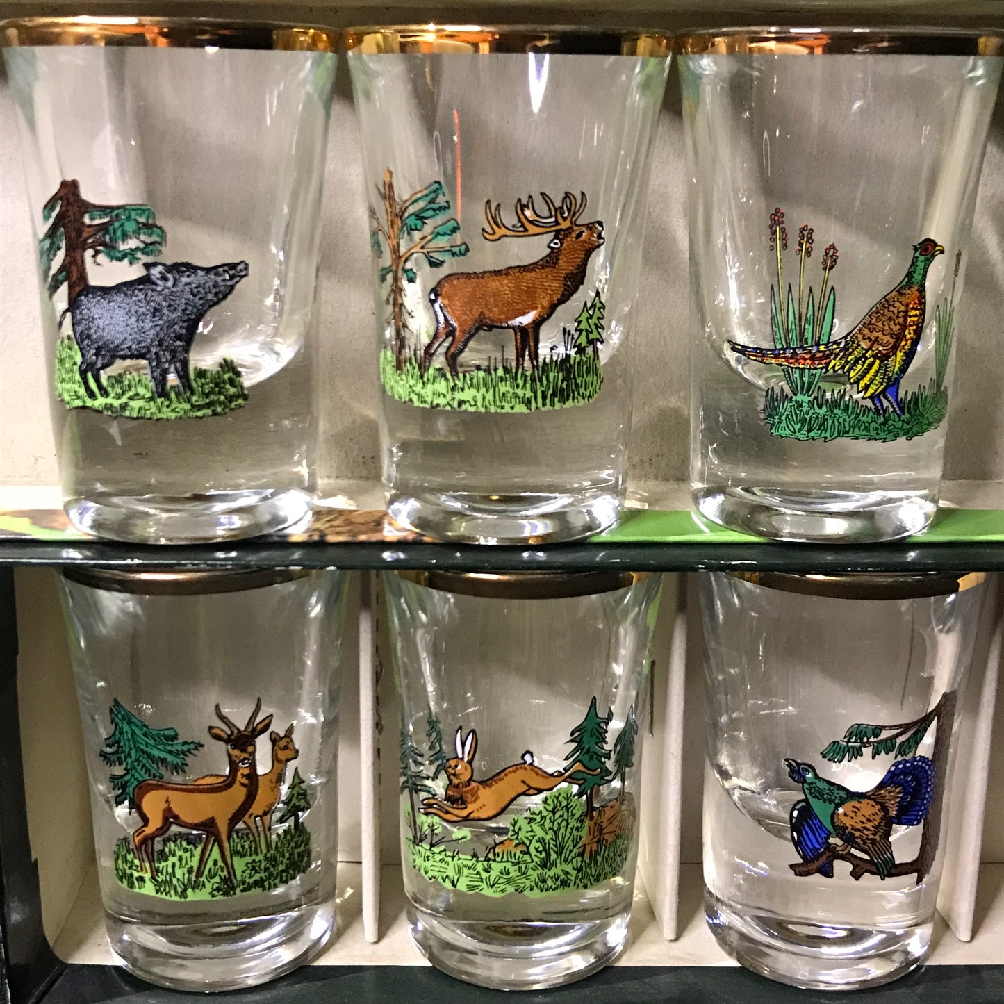 Vintage 1950's German Wildlife Shot Glasses